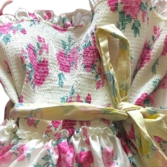 LoveShackFancy Pink Floral Midi Dress - Picture 5 of 8